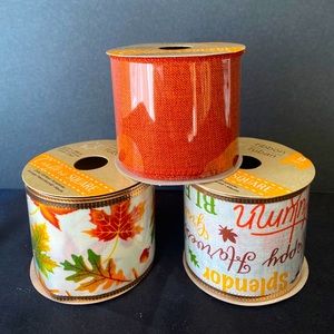 Crafter's Square 2.5" x 3 yds Fall / Autumn Ribbon Set Of 3 NEW